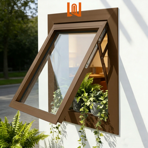 <span class=keywords><strong>Fenêtre</strong></span> à auvent en <span class=keywords><strong>PVC</strong></span> à grain de bois imperméable, double vitrage, efficacité énergétique, fenêtres en verre à auvent en <span class=keywords><strong>PVC</strong></span> - Product Image 1