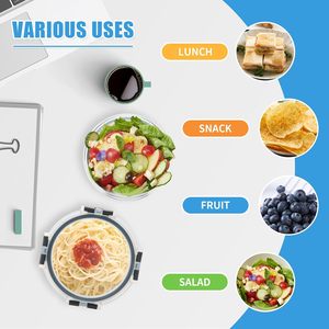 Nouvelle conception moderne, récipients alimentaires en verre pressé côtelé, compatibles micro-ondes, boîtes à lunch, couvercles anti-fuite, adaptés au congélateur - Product Image 5