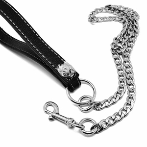 Collares para Mascotas, Correa de Lujo Personalizada de Acero Inoxidable Dorado, Collares de Cadena para Perros Grandes con Correa - Product Image 2