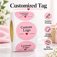 Autocollants ronds en forme de cœur rose personnalisés en gros, étiquettes autocollantes pour boîte cadeau, enveloppe et sac de shopping, étiquette personnalisée pour la fermeture