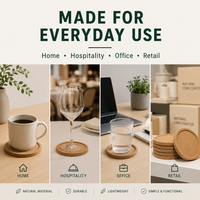Lot de 6 sous-verres en liège absorbants avec bordure, épaisseur 1 cm, 9,9 cm, pour tasses, cadeaux chaleureux pour la famille, les amis, le bureau et la maison