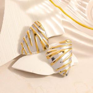 Stainless Steel Stud Earrings Geometric Triangular Gold Silver Color <b>Block</b> Irregular <b>Shape</b> Fashion Jewelry - Product Image 3