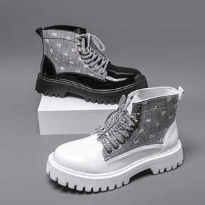 Botas de Cuero para Hombre, Estilo Británico, con Plataforma, Superficie Brillante, Modernas, Casuales y Cortas - Product Image 3