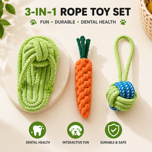 Juguete para Perros de Cuerda de Algodón Pequeño al por Mayor, con Forma de Zapatilla, Anudado, para Limpieza Dental, Resistente a Mordidas, con Patrón de Frutas y Verduras - Product Image 1