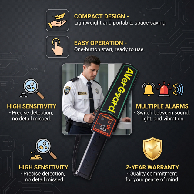 Handheld Metal Detector Wand for School and Event Security Screening, High Sensitivity Body Search Scanner