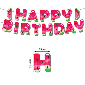 Decorazioni per Feste a Tema Anguria, Topper per Torta, Striscione di <span class=keywords><strong>Buon</strong></span> <span class=keywords><strong>Compleanno</strong></span> per Bambine, Palloncini e Decorazioni Murali Fai-da-Te - Product Image 2