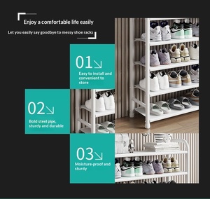 Porte-<span class=keywords><strong>chaussures</strong></span> portable moderne et simple, porte-manteau convertible, armoire de rangement métallique intégrée pour salon, mobilier de maison - Product Image 5