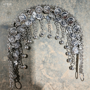 Pinces à cheveux triangulaires or et argent avec pièces de monnaie suspendues, chaînes de front, <span class=keywords><strong>bijoux</strong></span> de tête pour spectacle de danse HS015 - Product Image 5