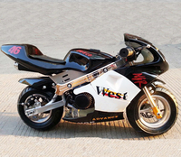 Mini-moto 49cc, moteur 2 temps refroidi par air, démarrage manuel, vitesse maximale 40-60 km/h