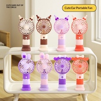 Nouveau ventilateur portable USB à faible bruit, modèle dessin animé, mini, rechargeable, support de téléphone, cadeau, modèle LP901 ; Vente en gros transfrontalière de ventilateurs électriques