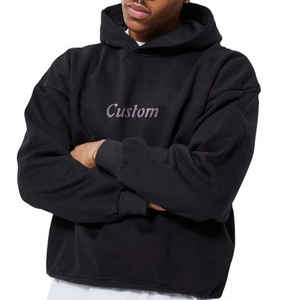 เสื้อฮู้ดผ้าฟรีซเทอร์รี่สำหรับผู้ชายผ้าฝ้าย100% สำหรับทุกเพศเสื้อฮู้ดแบบเรียบขนาดใหญ่ออกแบบได้ตามต้องการ - Product Image 2