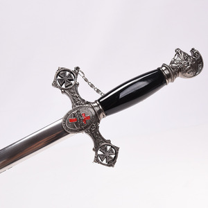 Thanh kiếm biểu diễn nghi lễ của hiệp sĩ Phương Tây phong cách Châu Âu mạ bạc khắc chữ thập Đỏ hiệp sĩ chỉ huy thanh kiếm - Product Image 3