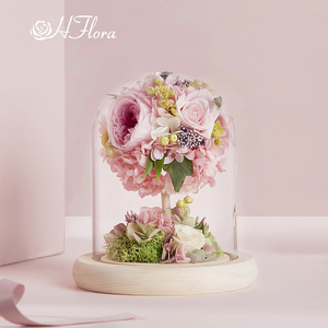 Personalizado Día de San Valentín Regalo romántico Decoración Rosa preservada en cúpula de cristal 3 Gran Príncipe Ramo de flores eternas - Product Image 4