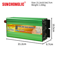 Onduleur solaire Sunchonglic 800W 12V DC 220V AC monophasé 50Hz à onde sinusoïdale pure pour usage domestique avec sortie USB, vert, garantie 12 mois