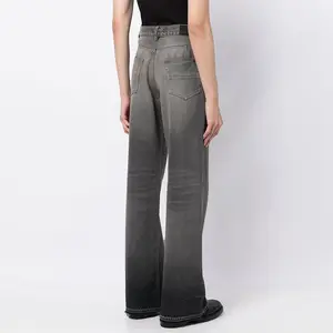 Celana Hip Hop Ukuran Besar, Celana Hip Hop Gaya Vintage Kualitas Tinggi Efek Pudar Hitam Baggy Wide Leg Jeans untuk Pria