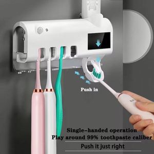 Automatic Toothpaste Dispenser Three-piece Set <b>Toothbrush</b> <b>Holder</b> Dustproof Sticky Suction <b>Wall</b> <b>Mounted</b> Plastic Eco-Friendly USB - Product Image 3