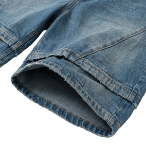 TOPSHOW Pantalones Cortos Vaqueros Acampanados de Diseño con Lavado Ácido, Corte y Confección Personalizados, Estilo Urbano, Jeans Holgados de Verano para Hombre - Product Image 6