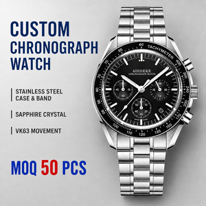 Montre chronographe OEM VK63, boîtier en acier inoxydable, bracelet, verre saphir, lunette tachymètre, 5 BAR, 40 mm, logo personnalisé, MOQ 50 - Product Image 1