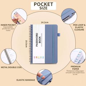 A6 B6 Custom PU Leather Hardcover Password Keeper Address Organizer <b>Book</b> Pocket Size Alphabetical Tabs Little <b>Book</b> of Passwords - Product Image 4