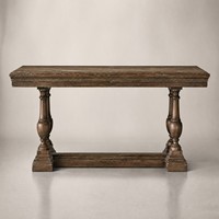 Ensemble de table à manger rectangulaire classique américaine avec pieds tournés et chaises en lin avec jupe pour résidences