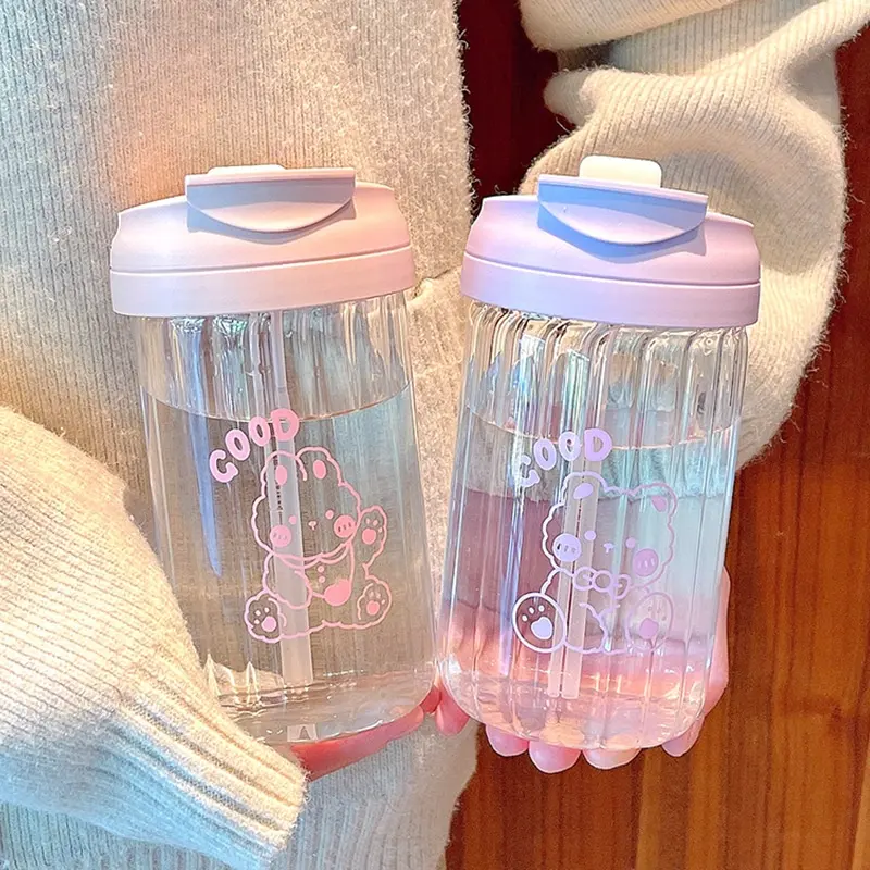 זכוכית טאמבלר בקבוק מים ספל מצוירת מים חיה כוס עם מכסה