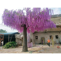 Pohon bunga Wisteria buatan, bunga sutra ungu tanaman Wisteria untuk dalam ruangan luar ruangan rumah pesta pernikahan dekorasi restoran
