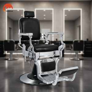 Fauteuil de Barbier Hydraulique Professionnel avec Cadre Or/Argent/Noir, Chaises Inclinables de Salon pour Coiffeur - Product Image 3