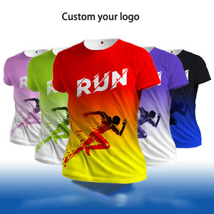 T-shirt de sport de marathon en sublimation, vente en gros, haute qualité, séchage rapide, logo personnalisé, 100% polyester, vierge, imprimé pour homme - Product Image 1