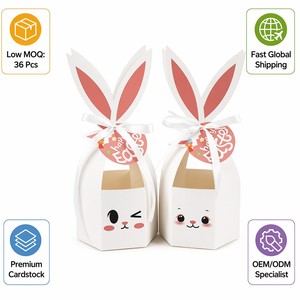 Custom Rabbit Paper Gift <b>Box</b> Easter Candy Packaging <b>Box</b> with Ribbon for Chocolate Cookies <b>Party</b> Favors - Product Image 6