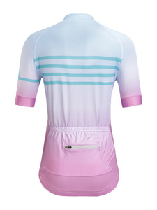 Hot Sale Women Multicolor Wave Horizontal Stripe Short Sleeve Stretchy Full Zip <b>Stand</b> Collar <b>Cycling</b> Jersey for Outdoor Riding - Product Image 2