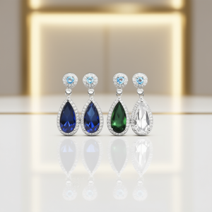 Orecchini Pendenti di Lusso Eladas in Argento 925 Placcato Rodio con Cristallo Naturale a Goccia e Incastonatura a Castone, Gioielli da Festa per Donna - Product Image 2
