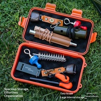 Boîte de survie EDC pour activités de plein air, résistante aux chocs, à la pression et à l'eau, conteneur scellé orange/beige