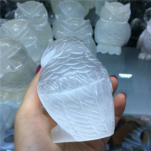 Wholesale Natural Selenite Owl Hand Carved <strong>Crystal</strong> <strong>Animals</strong> for Healing - Product Image 3