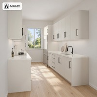 Meuble de cuisine moderne laqué, style porte à panneaux, aménagement en culisat, rangement par tiroirs, unités modulaires et boîtes en panneaux de particules