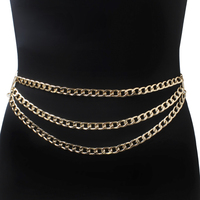 Vente en gros de vêtements personnalisés pour femmes à la mode ceinture à chaîne pour femmes ceinture à chaîne métallique à corps exagéré multicouche