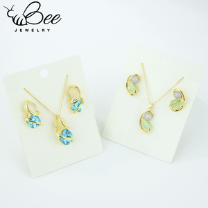 Fashion 14K Gold Plated Crystal Women Jewelry <b>Set</b> Irregular Exquisite Necklace Earrings <b>Set</b> For Anniversary Party - Product Image 4