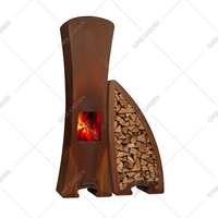 Cheminée dôme extérieure en acier Corten, foyer à bois avec surface thermolaquée pour villa, hôtel, salle à manger, salon, style contemporain