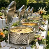 Edelstahl 9L Buffet-Speisenwärmer für Catering, Bankette und Restaurants, Chafing Dishes mit Rundem Diamantmuster