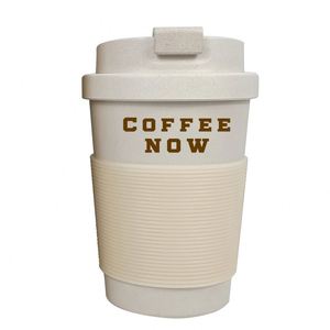 Cadeaux promotionnels : Tasse à café réutilisable et portable en bambou biodégradable de 12 oz avec couvercle rabattable anti-fuite, compatible lave-vaisselle, gobelet de voyage - Product Image 1