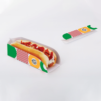 Emballage de plateau en kraft compostable imprimé sur mesure pour la restauration rapide à emporter, plateau ouvert pour baguette et hot-dog avec laminage mat
