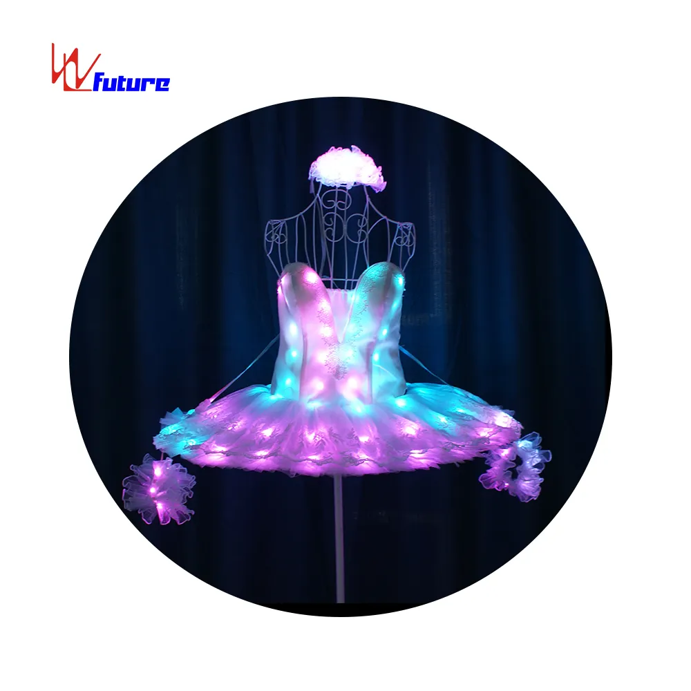 LED ışık up etek mini elbise dans led ışık bale kostümü LED balo elbise