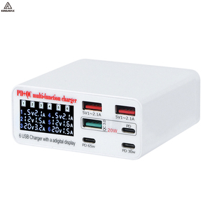 Cargador USB de pared 6 en 1, pantalla LCD, múltiples puertos PD 65W, cargador súper rápido tipo C, Cable para 5V 9V 100W para cargador de iPhone - Product Image 6