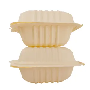 100% Disposable Biodegradable Food Container Corn Starch Clam Shell Food Grade Materials Food Takeaway Packaging Box With Lid