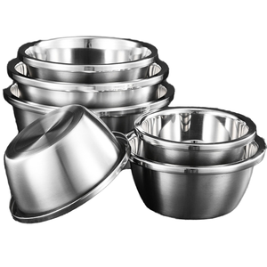 Tazón de mezcla de acero inoxidable moderno, apto para lavavajillas, para almacenamiento de alimentos, frutas, verduras y ensaladas, tamaño completo - Product Image 1