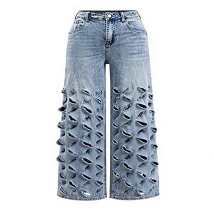 Jeans baggy à jambe droite personnalisés Y2K avec patch étoile, effet vieilli, pour hommes et femmes, style hip-hop streetwear, denim vintage délavé, vente en gros - Product Image 2