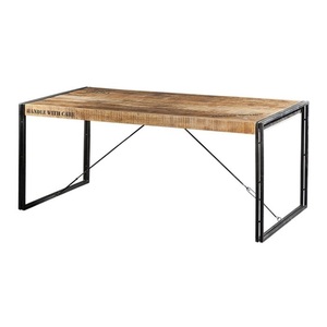 Table basse carrée en bois Manmohan avec pieds en métal, design rustique moderne, durable et facile à nettoyer, meubles de salon - Product Image 1