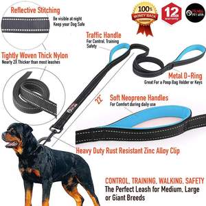 Guinzaglio per cani pesante da 1 pollice di larghezza 5 piedi e 6 piedi di lunghezza con controllo Extra - Product Image 2