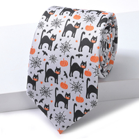 Yili hommes Halloween cravate chat noir chat blanc citrouille lanterne chauve-souris toile d'araignée Polyester affaires décontracté cravate formelle