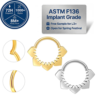 JIAXIN Anneau de nez clicker en titane de qualité implantaire ASTM F136, segment articulé, bijou de piercing corporel raffiné pour mariage, 18K