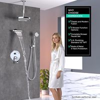 Ensemble de douche vintage 1 poignée avec pommeau de pluie 9 pouces à fixation au plafond, bec de baignoire cascade, douchette à main et inverseur 3 voies